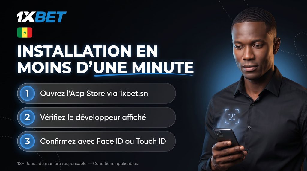 Installer 1xBet sur iPhone au Sénégal en 3 étapes