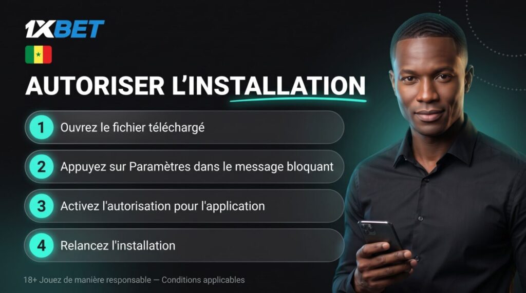 Autoriser l'installation de l'APK 1xBet sur Android Sénégal