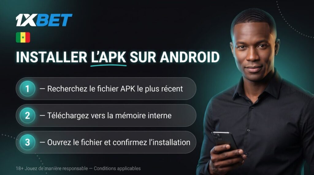 Installer l'APK 1xBet sur Android au Sénégal
