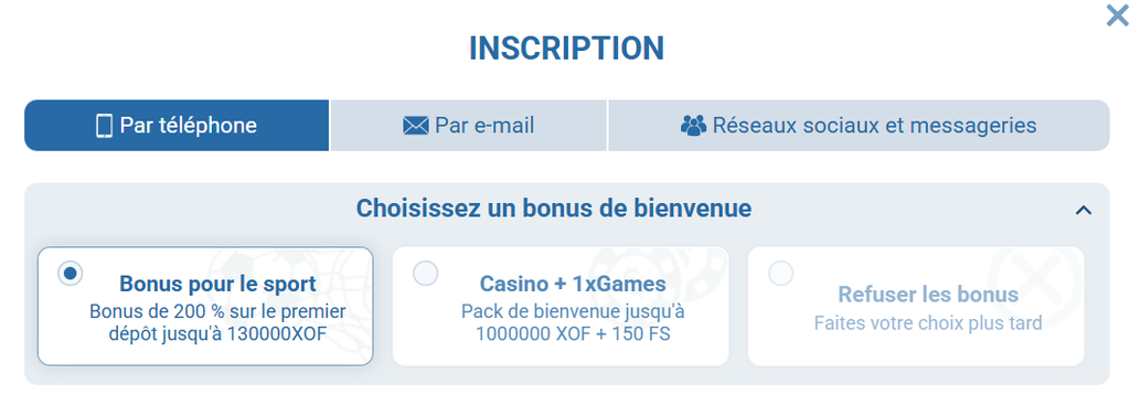 Comment activer le compte bonus 1xBet