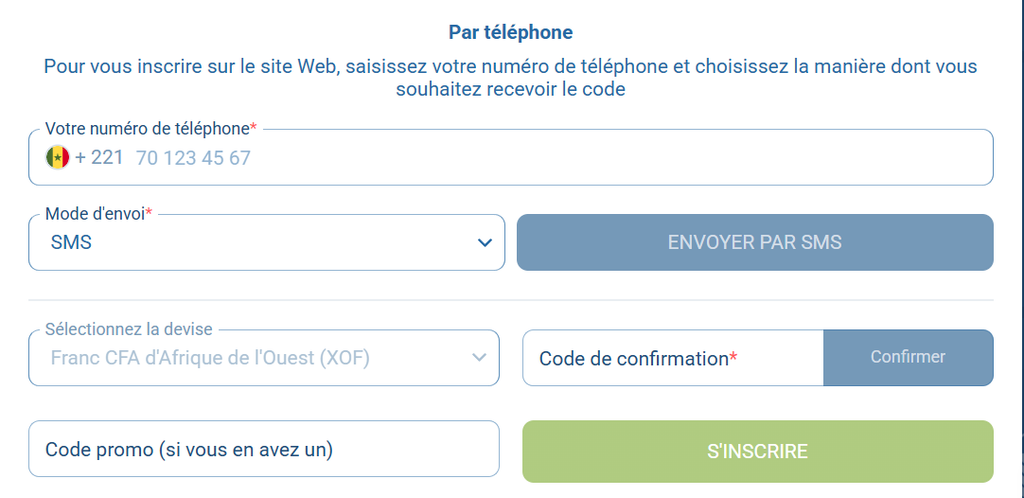 Comment s'inscrire sur 1xBet par téléphone